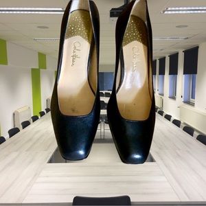 Cole Haan Black Leather Heels w/ Squared Toe Sz 7